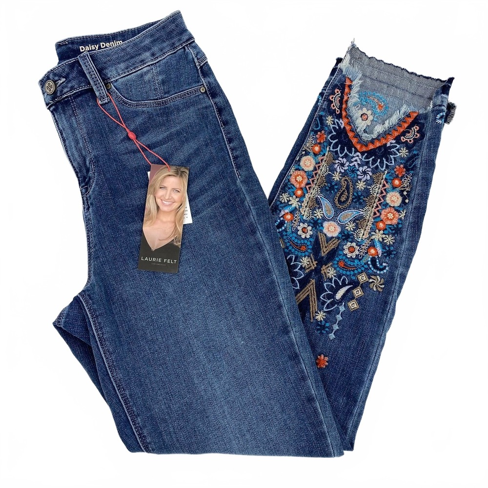 Laurie Felt Blue Orange Jeans Slim Ankle Embroidered | Womens 4